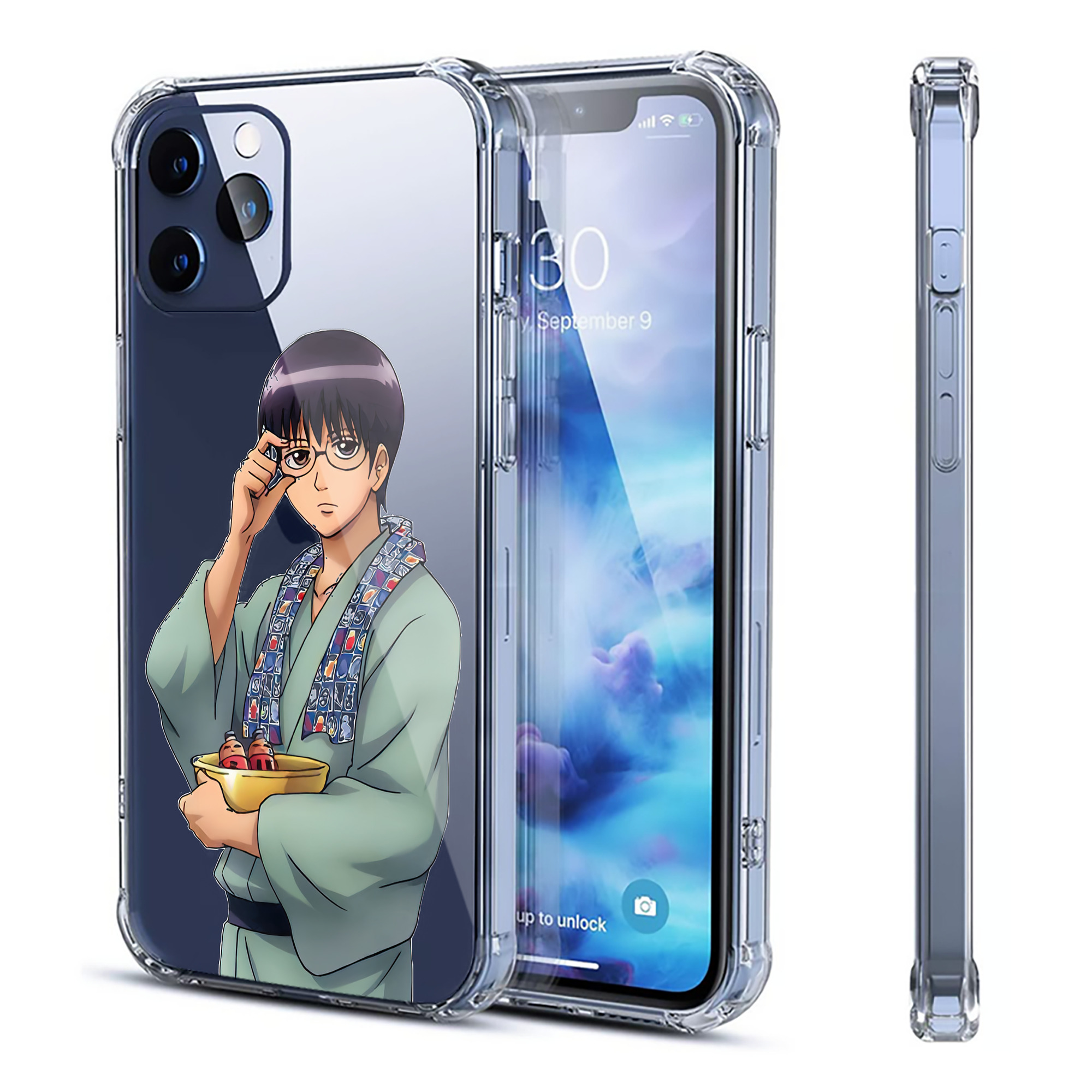 （画像用） ぎんたま 坂田銀時（さかたぎんとき） 神楽 志村新八（しむら しんぱち） GINTAMA Sakata Gintoki Kagura Shimura Shinpachi 【iPhone 12シリーズ対応】透明スマホケース（クリアソフトケース）
